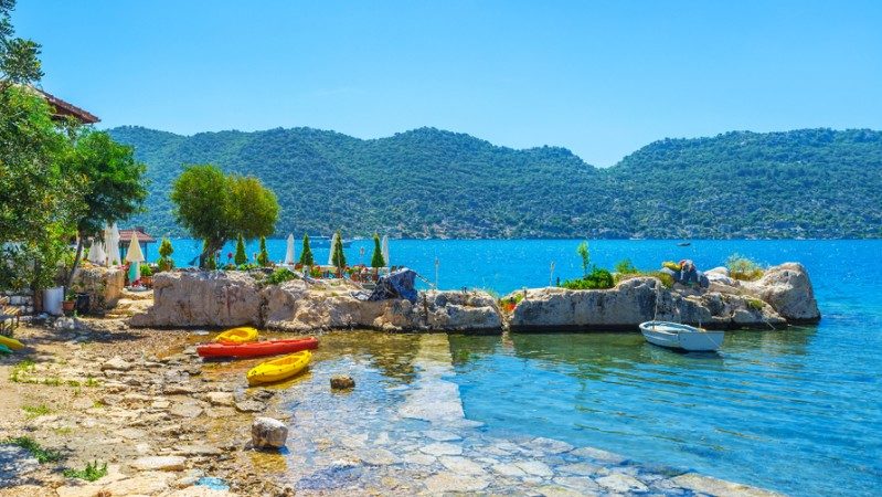 Kayaks on the water in Turkey