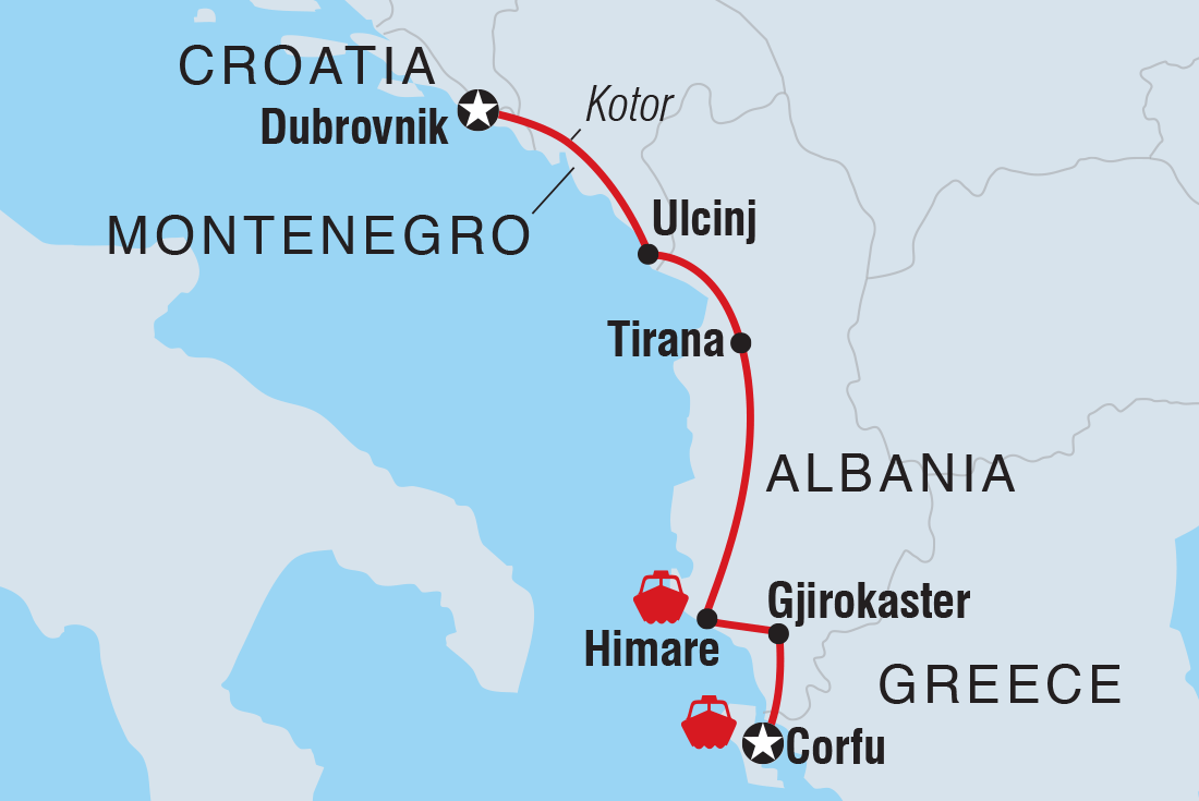 Map of 18 To 35S Essential Southern Balkans including Albania, Croatia, Greece and Montenegro