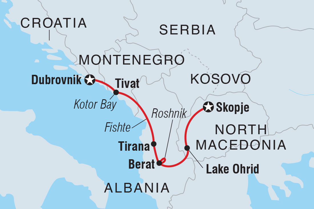 Map of Western Balkans Uncovered including Albania, Croatia, Macedonia, Republic Of and Montenegro