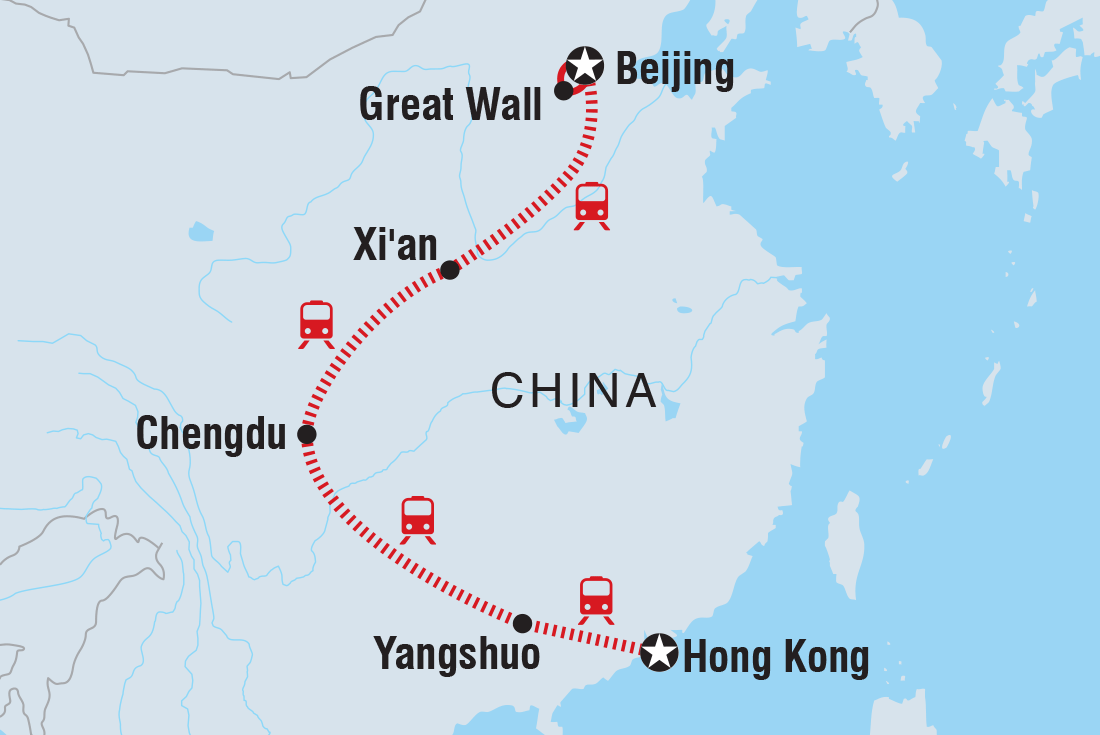 Map of China Family Holiday including China and Hong Kong, Special Administrative Region Of China