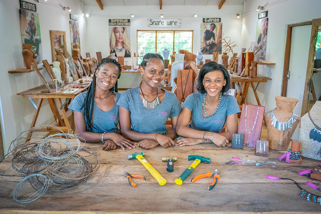 Women and their jewellery tools in South Luangwa National park