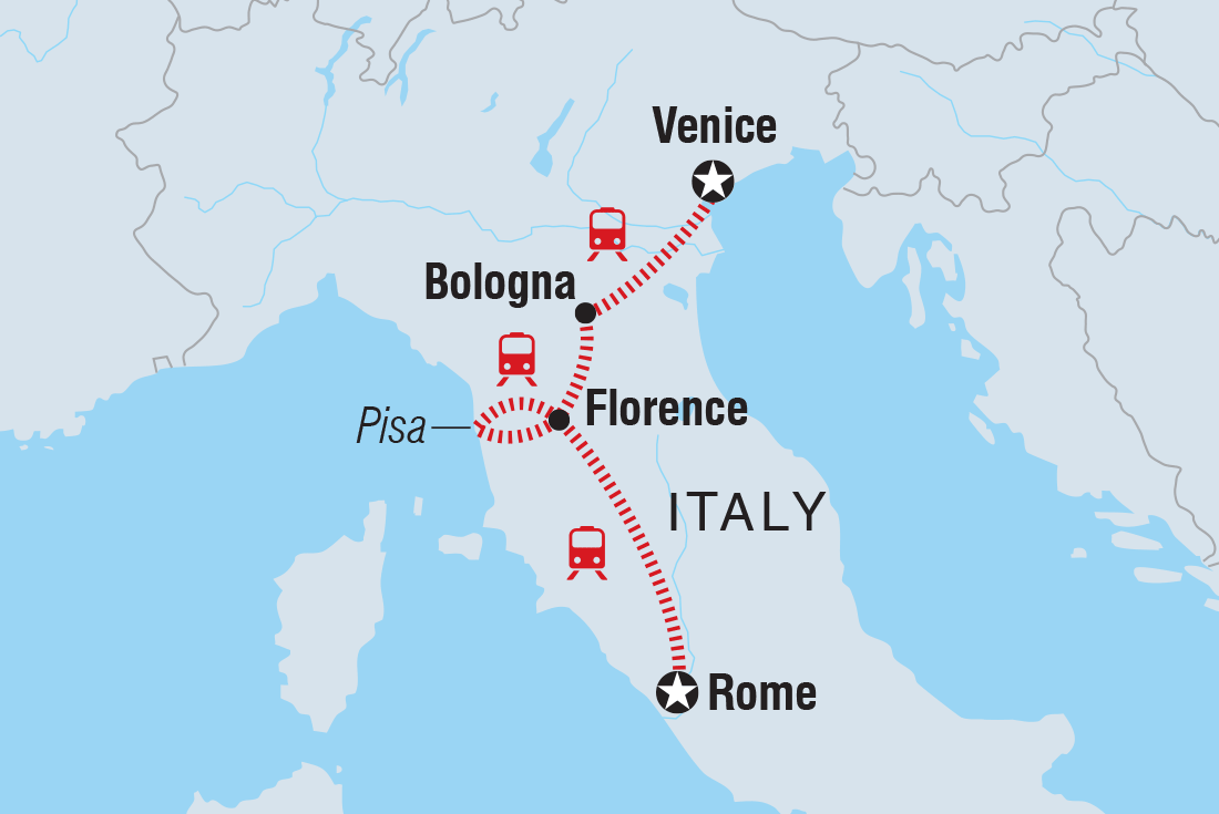 Map of Highlights Of Northern Italy including Italy