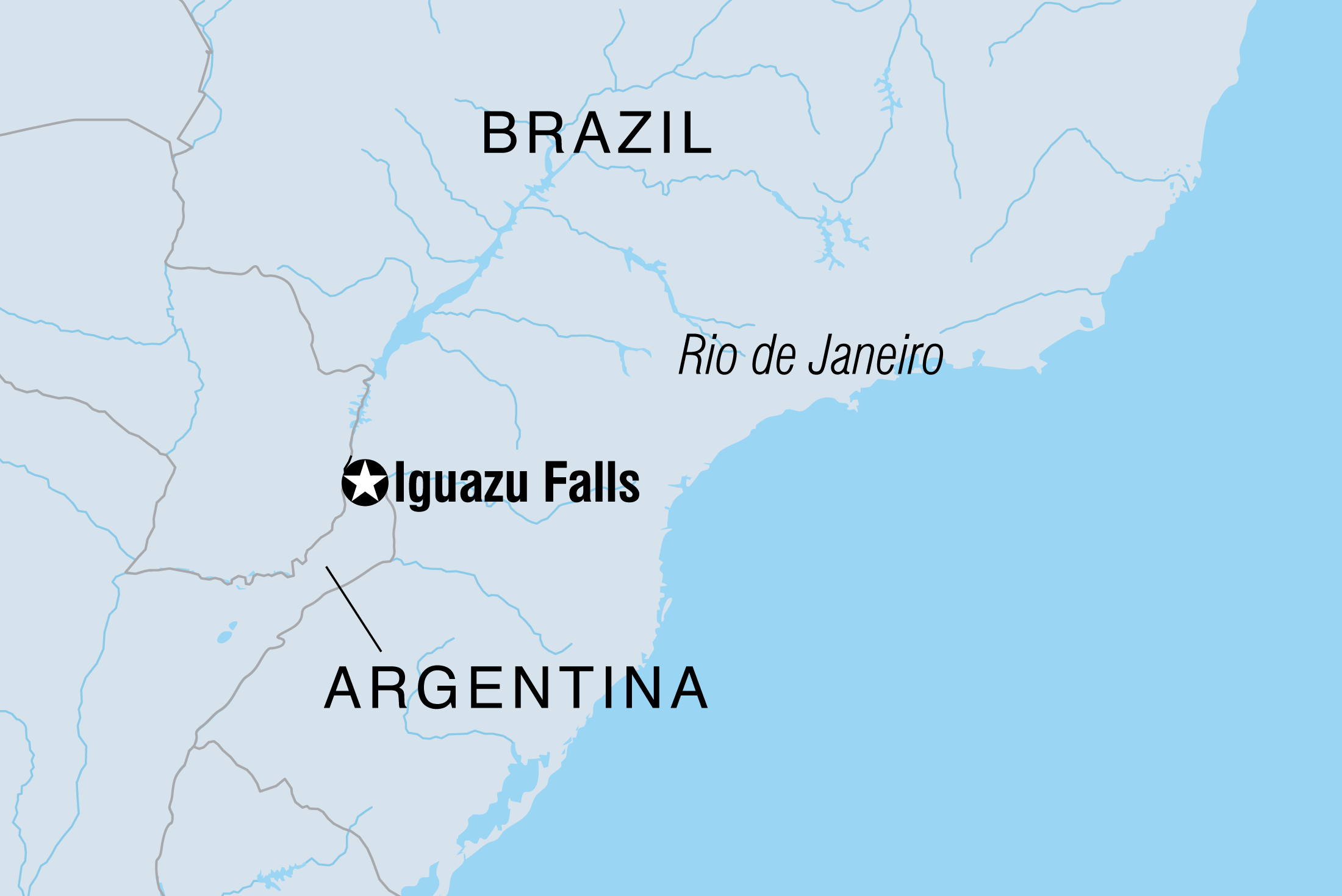 Map of Iguazu Falls Independent Short Break including Argentina and Brazil