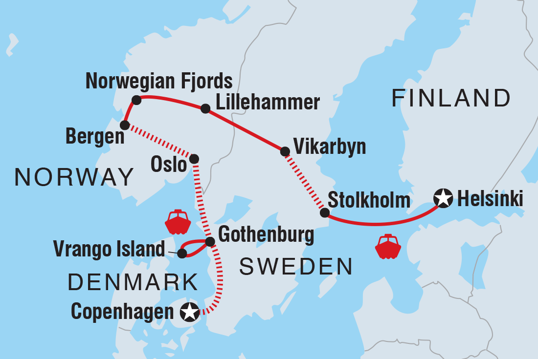 Map of Complete Scandinavia including Denmark, Finland, Norway and Sweden
