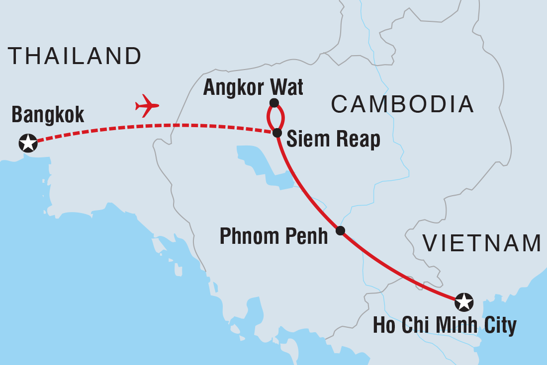 Map of Cambodia Express including Cambodia, Thailand and Vietnam