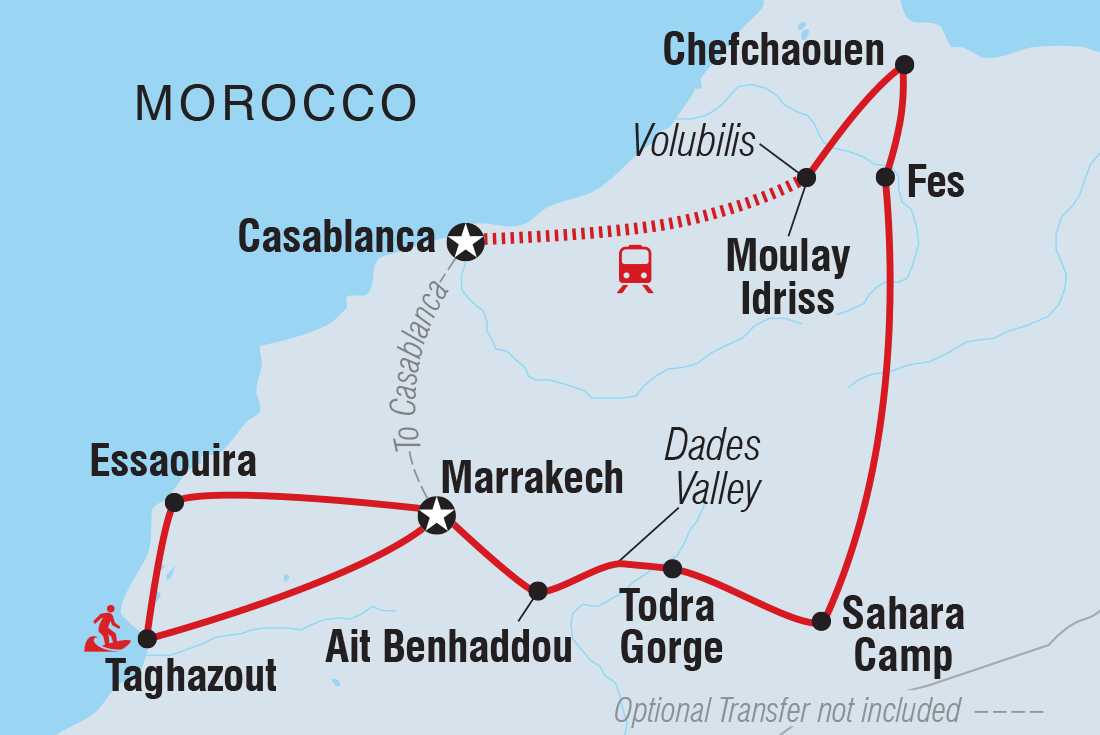 Map of 18 To 35S Epic Morocco including Morocco