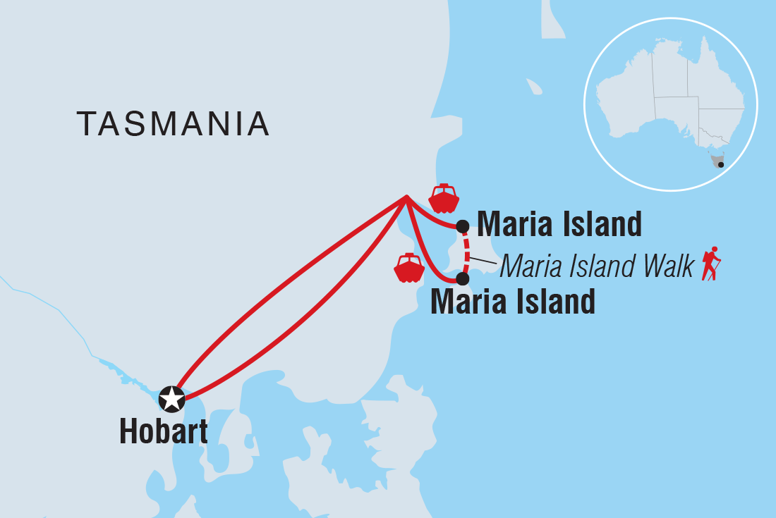 Map of Tasmania's Maria Island Walk (Portered) including Australia