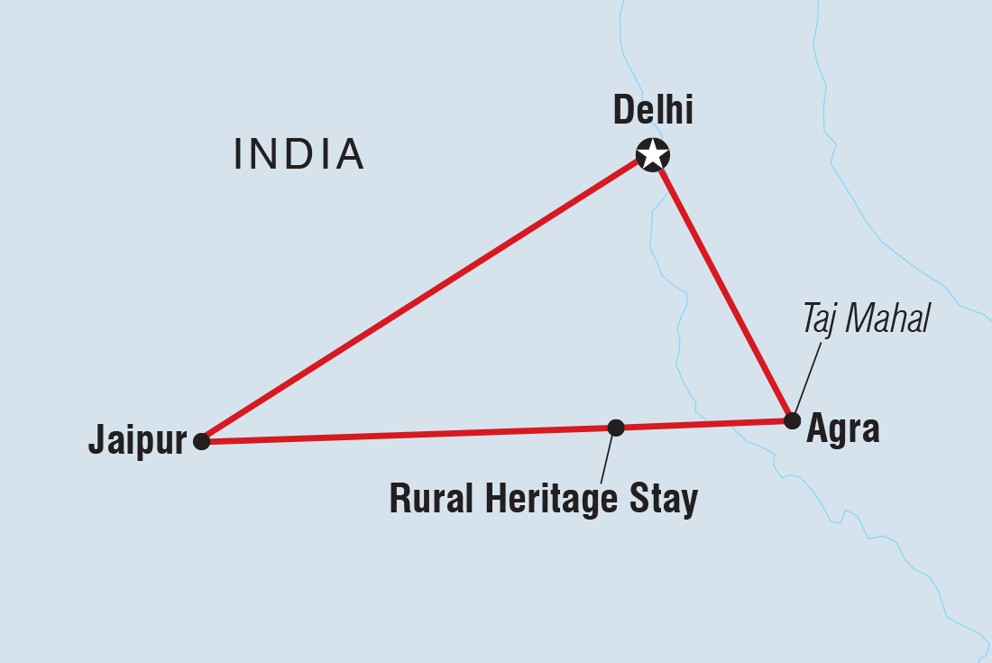 Map of India's Golden Triangle including India