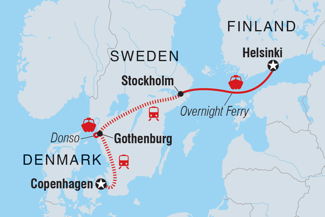 Map of 18 To 35S Essential Scandinavia including Denmark, Finland and Sweden
