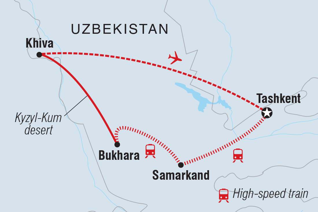 Map of Premium Uzbekistan including Uzbekistan