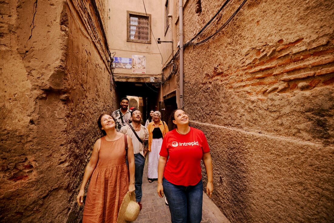 The ancient streets of Marrakech's medina will find you looking up in wonder