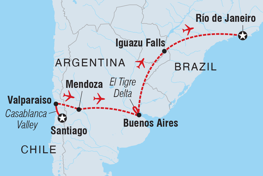 Map of Premium Chile, Argentina & Brazil including Argentina, Brazil and Chile