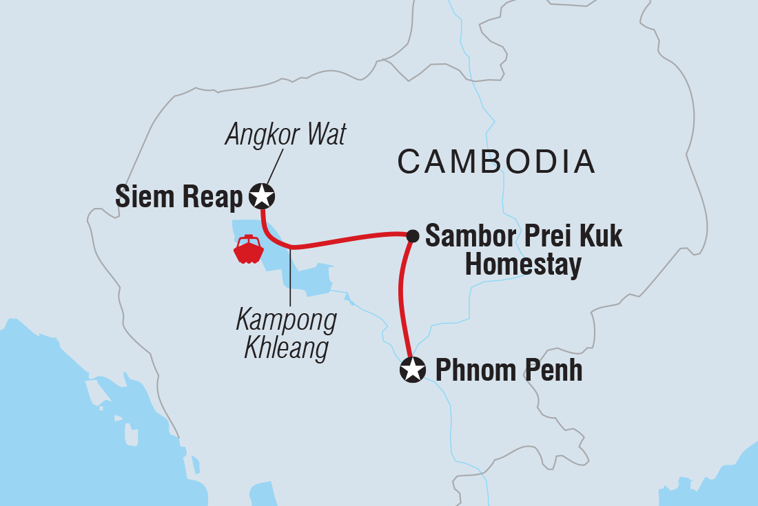 Map of Cambodia: Women's Expedition including Cambodia
