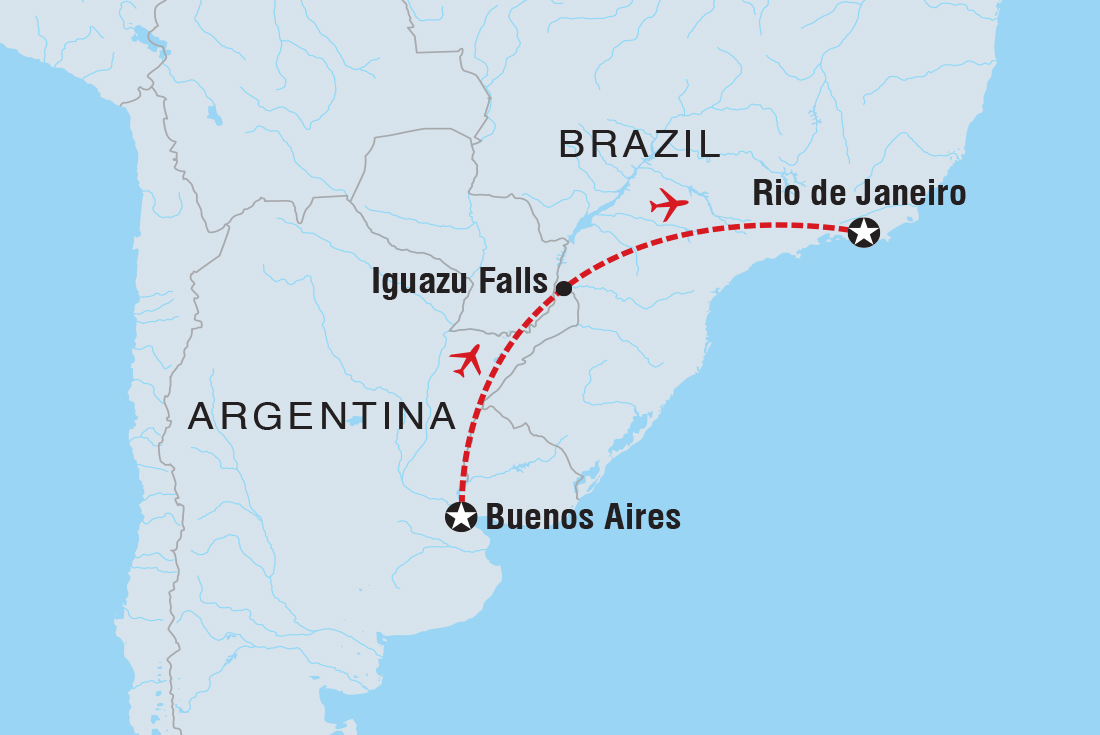 Map of Premium Argentina & Brazil including Argentina and Brazil