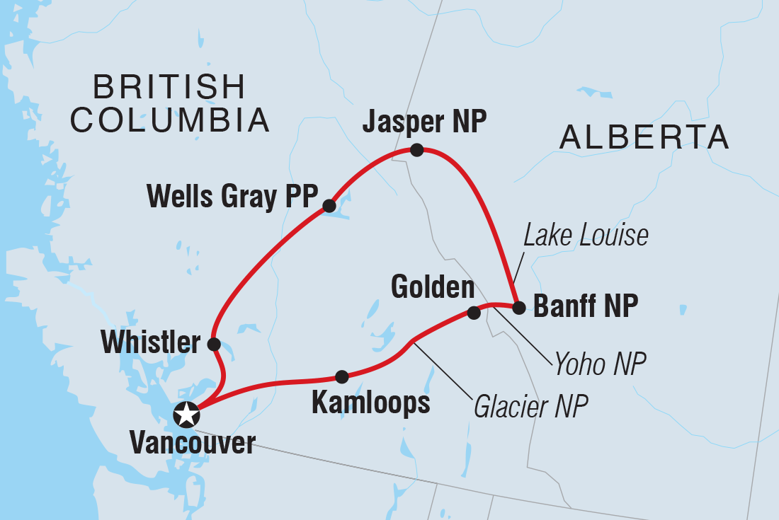 Map of 18 To 35S Real Canadian Rockies including Canada