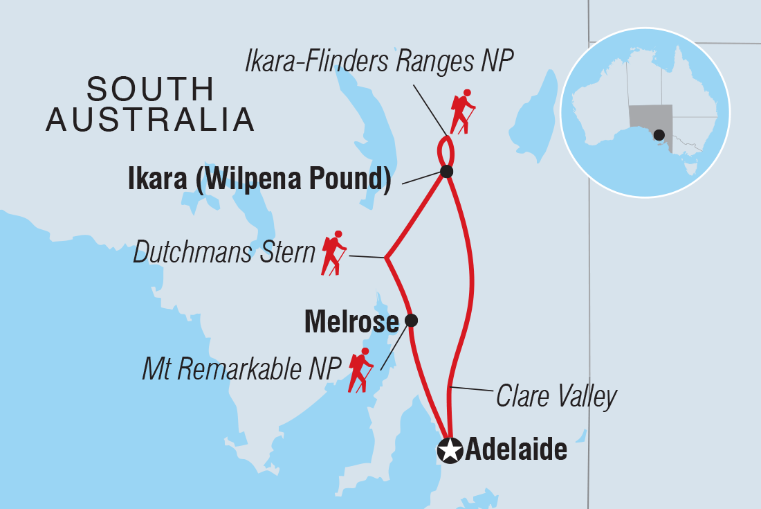 Map of Walk South Australia's Flinders Ranges including Australia
