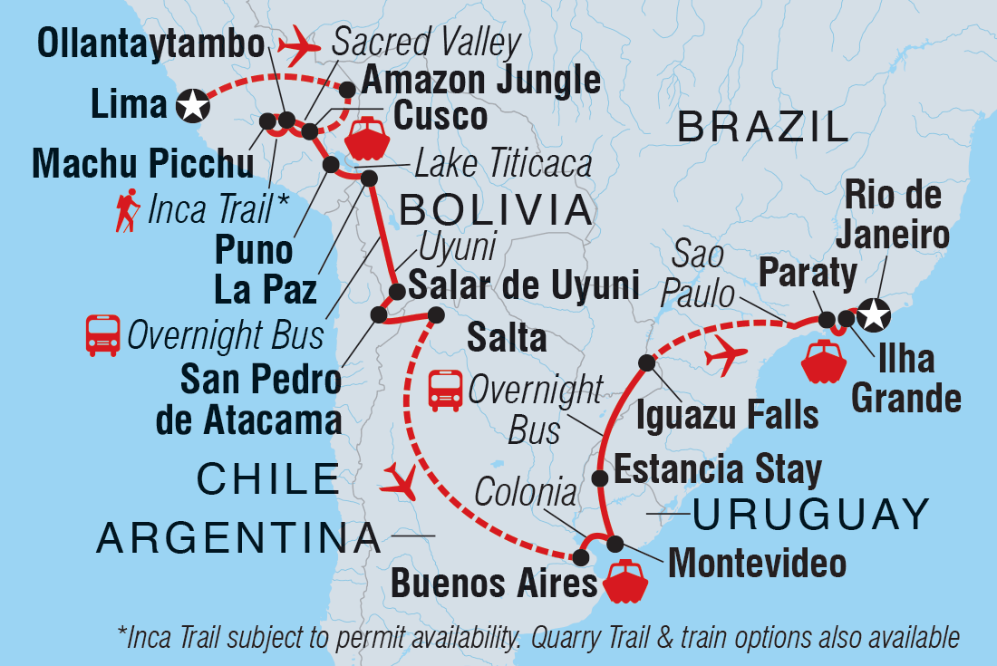 Map of 18 To 35S Epic South America including Argentina, Bolivia, Brazil, Chile, Peru and Uruguay