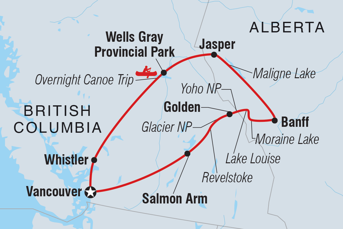 Map of Canadian Rockies including Canada