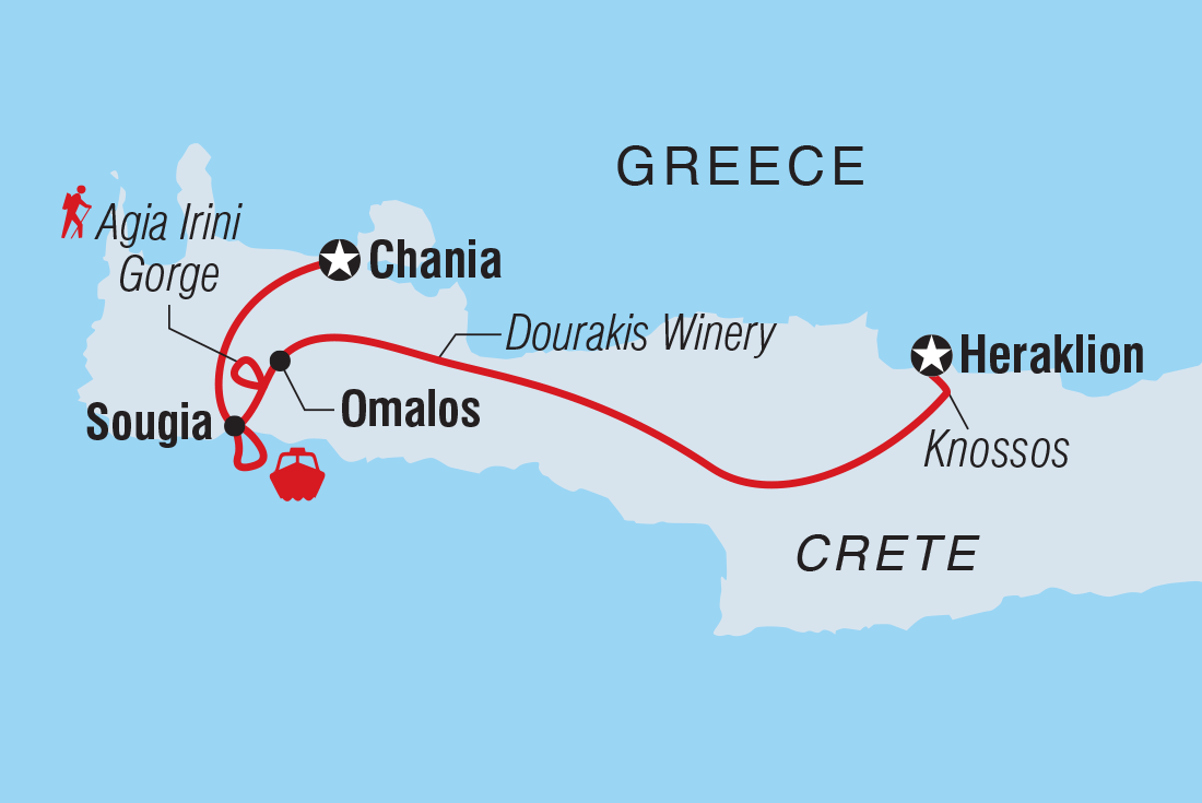 Map of Highlights Of Crete including Greece