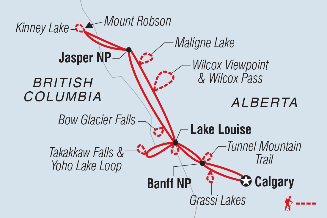 Map of Hiking In The Canadian Rockies including Canada