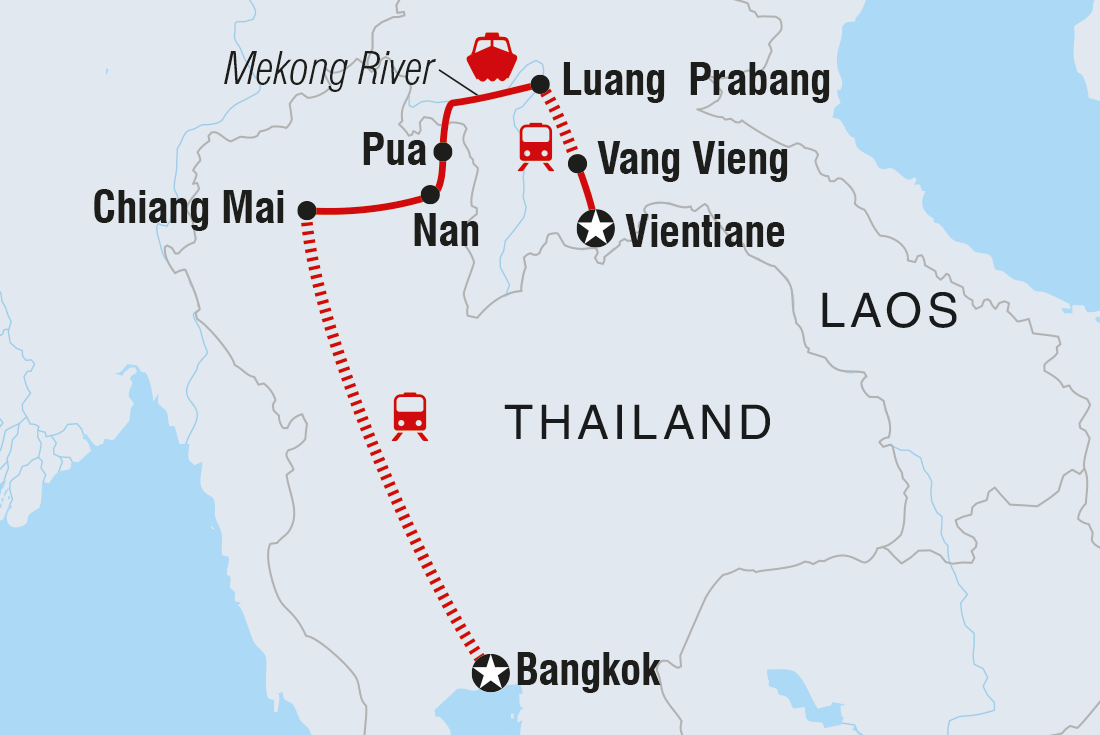 Map of 18 To 35S Real Thailand & Laos including Lao Pdr and Thailand