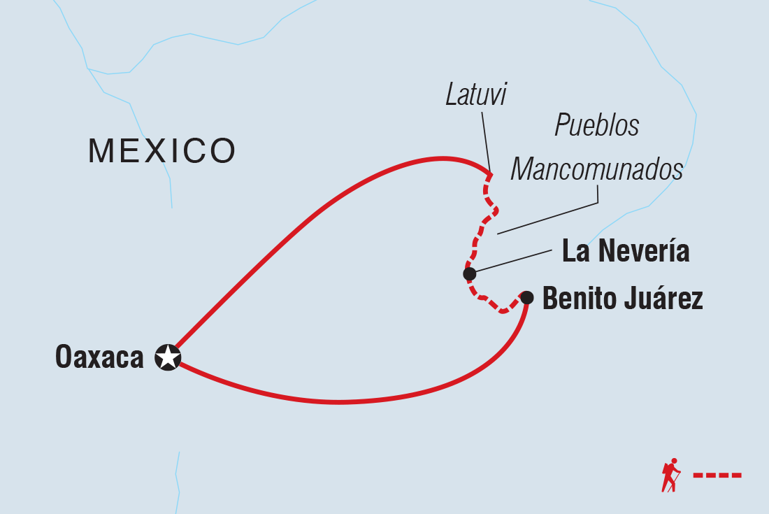 Map of Hiking In Mexico: Oaxaca’S Indigenous Highlands including Mexico