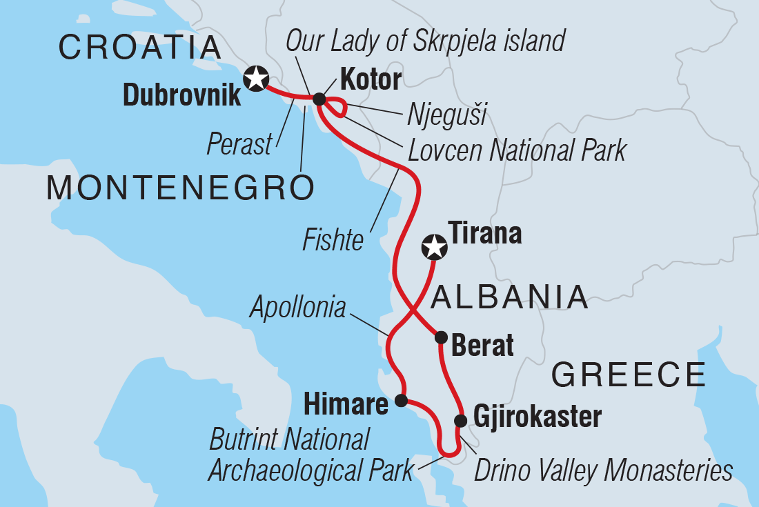Map of Premium Albania And Montenegro including Albania, Croatia and Montenegro