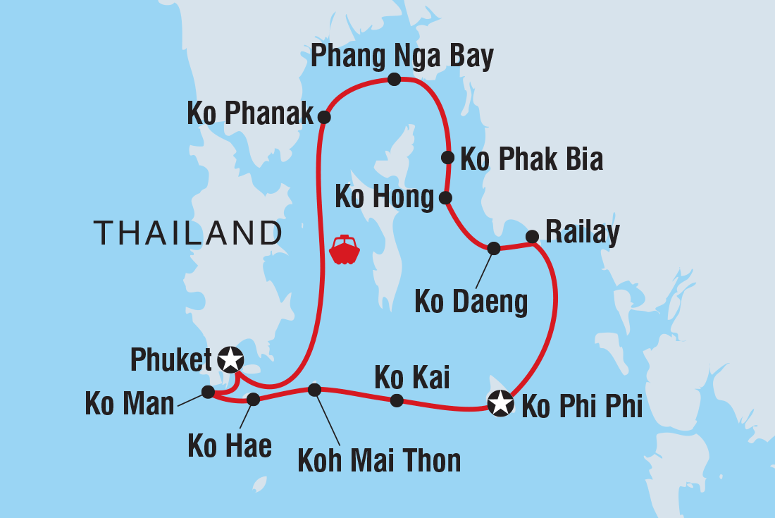 Map of Phuket Sailing Adventure including Thailand