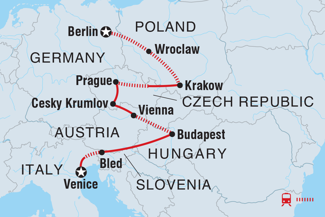 Map of 18 To 35S Real Central Europe including Austria, Czech Republic, Germany, Hungary, Italy, Poland and Slovenia