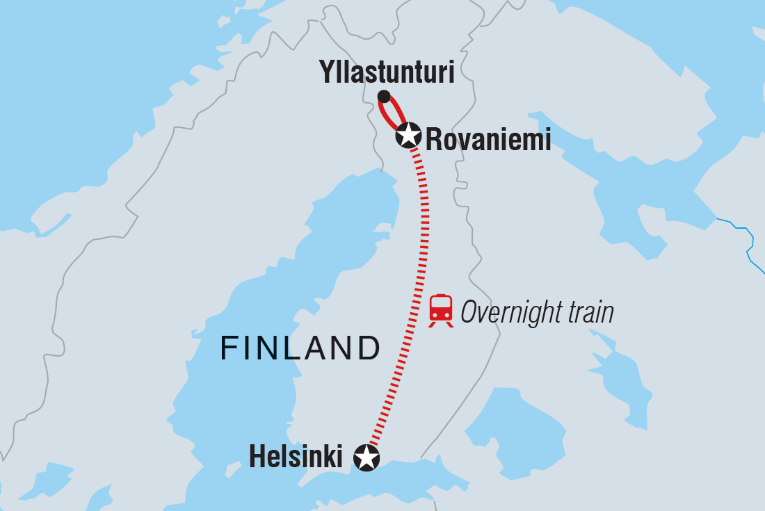 Map of Finnish Lapland In Winter including Finland