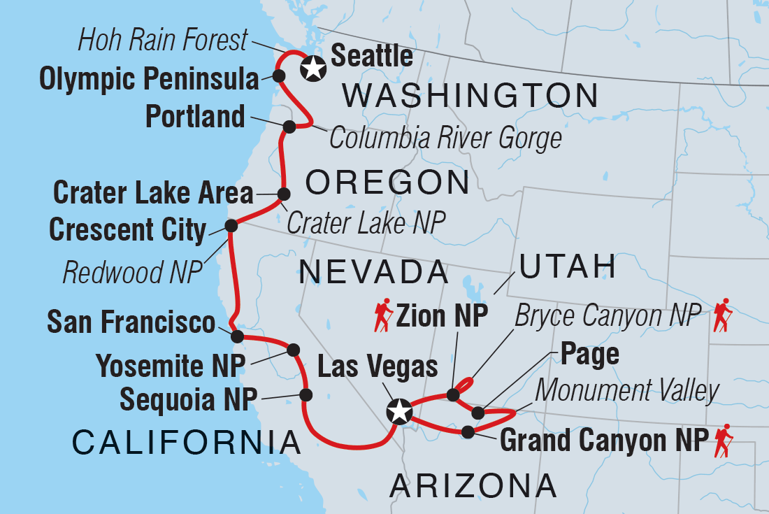 Map of Western USA Encompassed including United States Of America