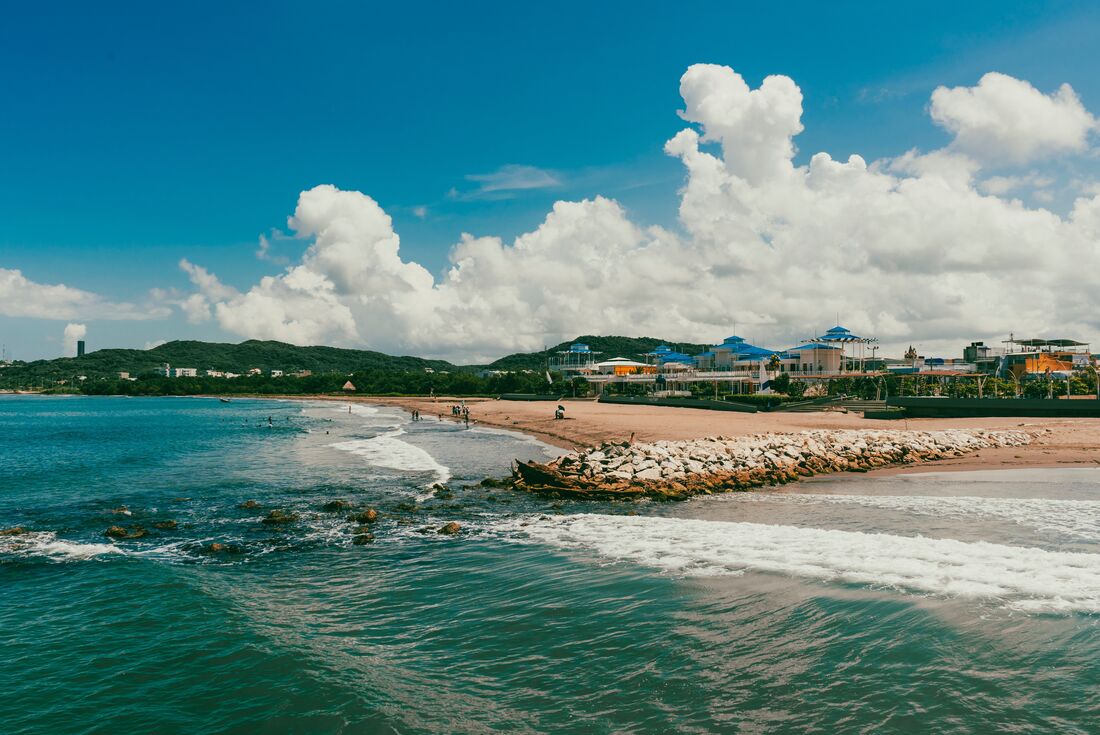 Beach of sea port town Barranquilla, Colombia