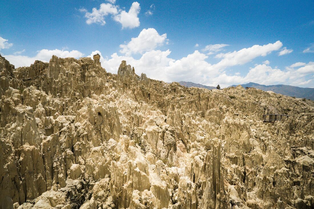 Rocky landscape of moon valley in bolivia