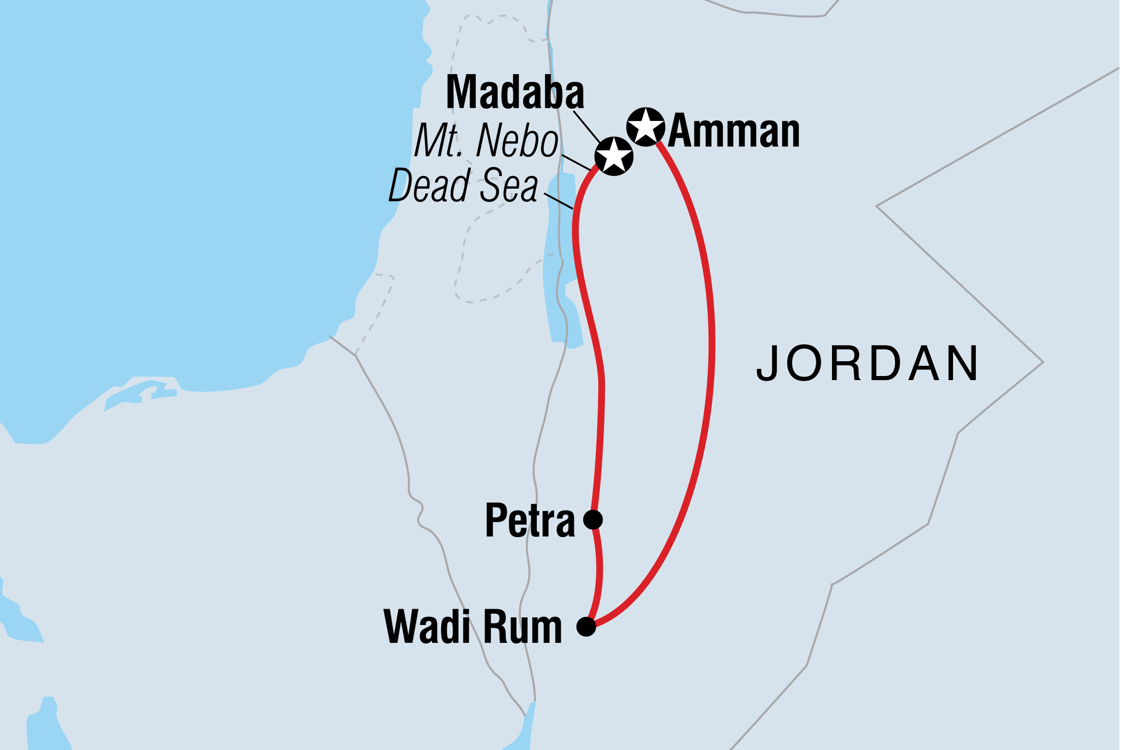 Map of 18 To 35S One Week In Jordan including Jordan