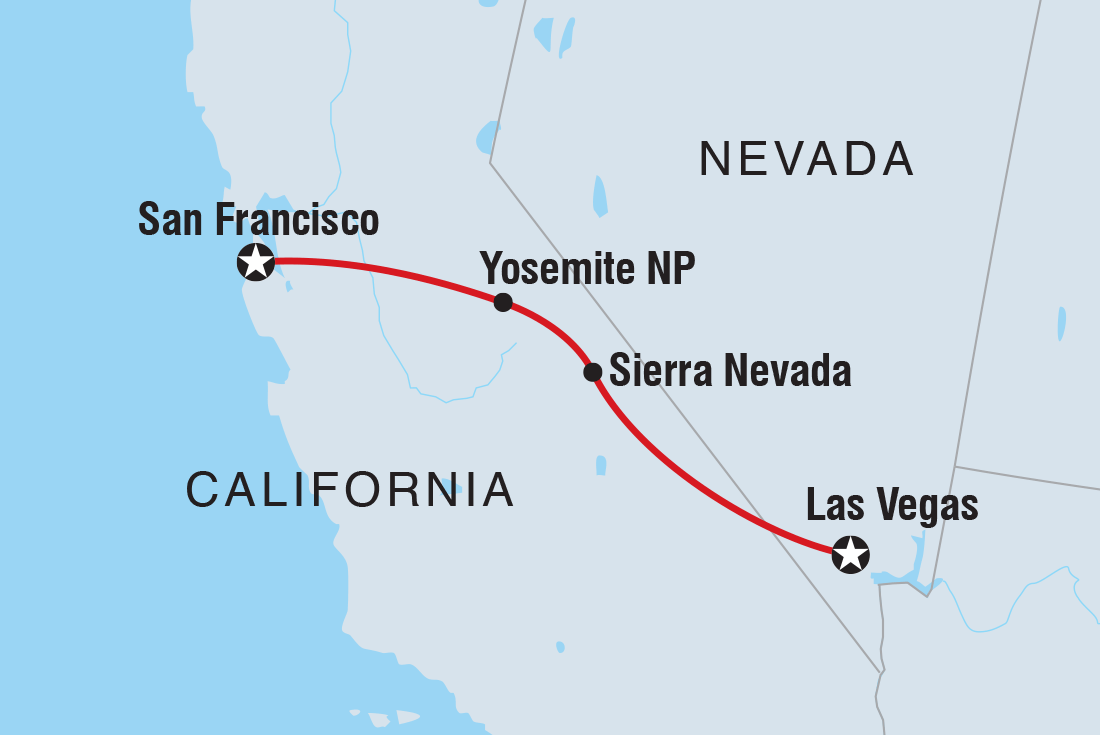 Map of 18 To 35S One Week From San Francisco To Vegas including United States Of America