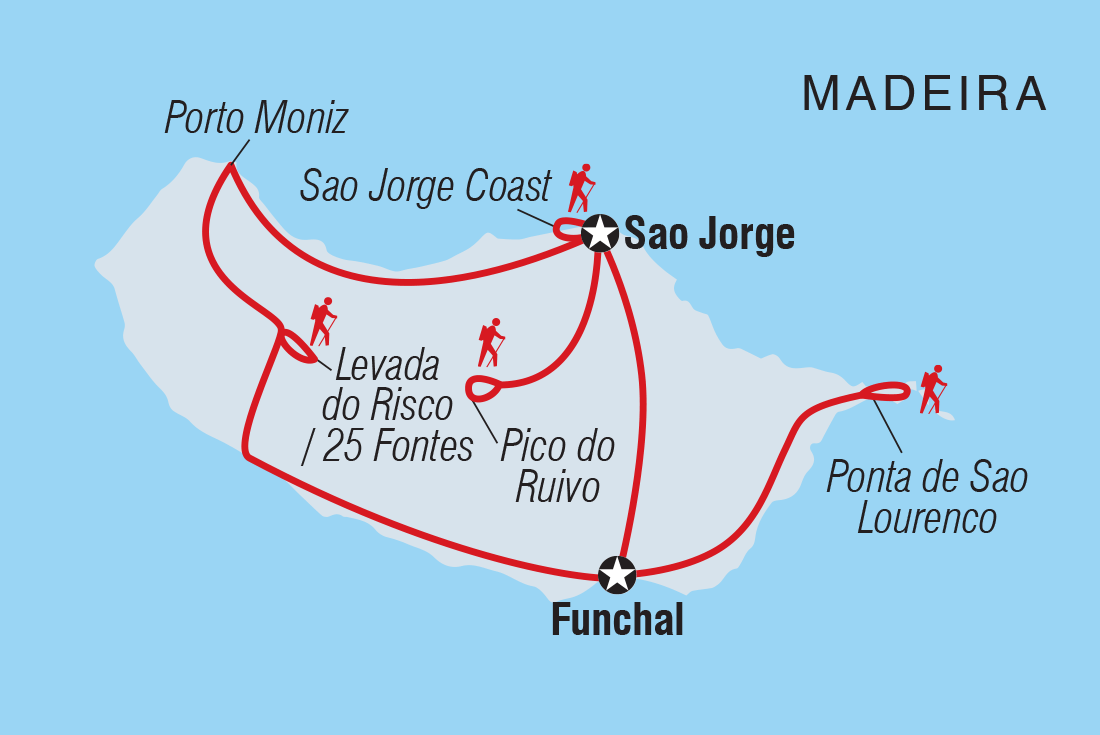 Map of Premium Walking & Hiking In Madeira including Portugal
