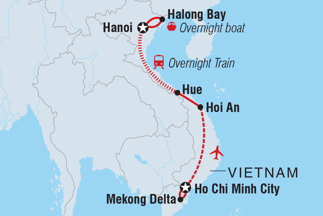 Map of Vietnam Express Northbound including Vietnam
