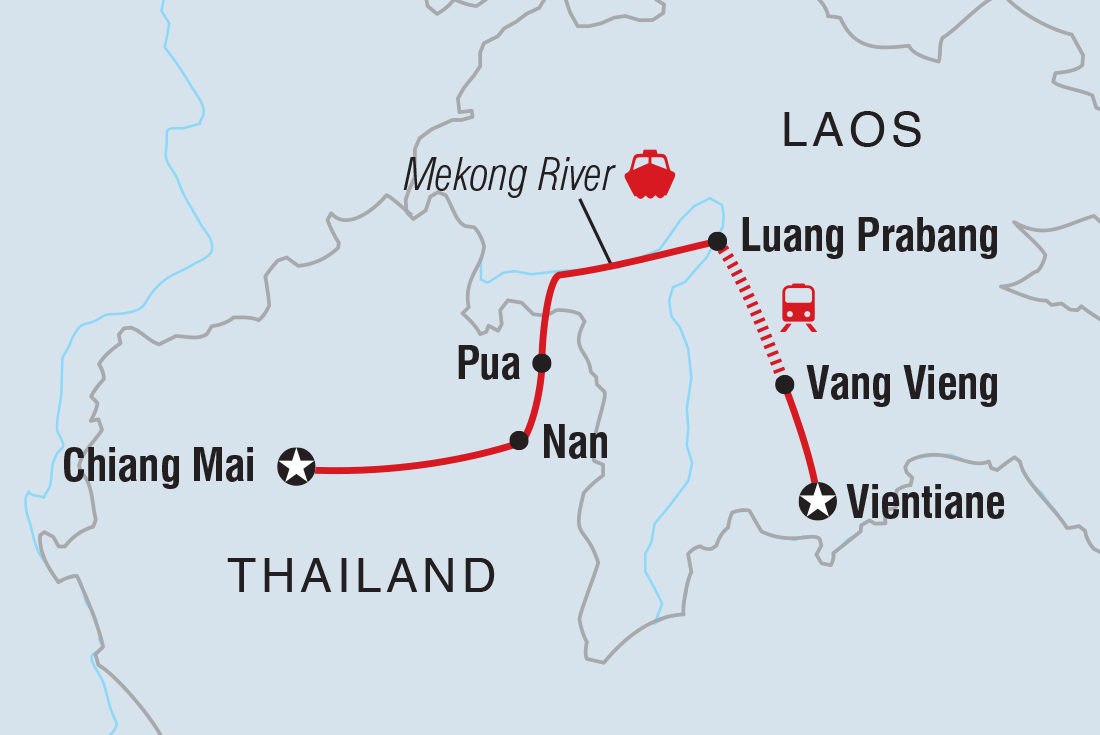 Map of 18 To 35S Essential Thailand & Laos including Lao Pdr and Thailand