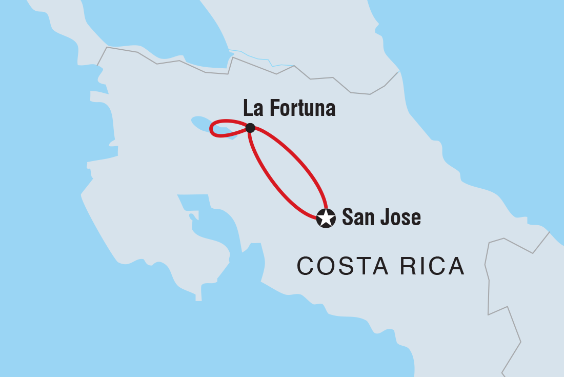 Map of Costa Rica Short Break: La Fortuna including Costa Rica