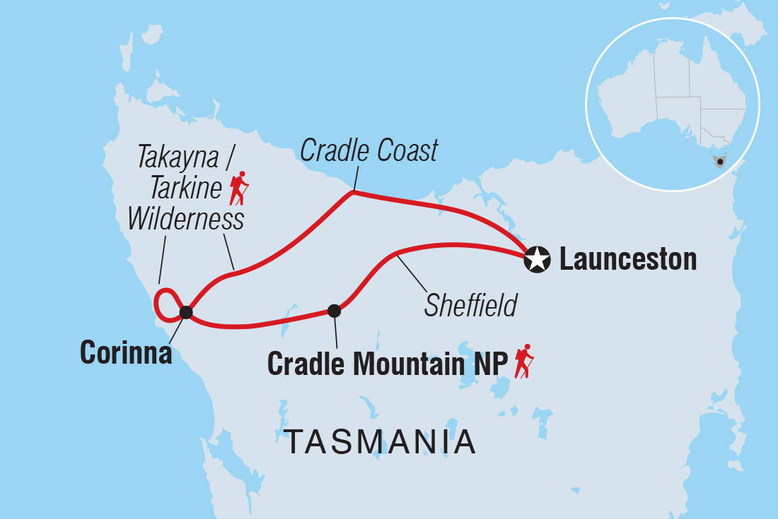 Map of Walk Tasmania's Tarkine & Cradle Mountain including Australia