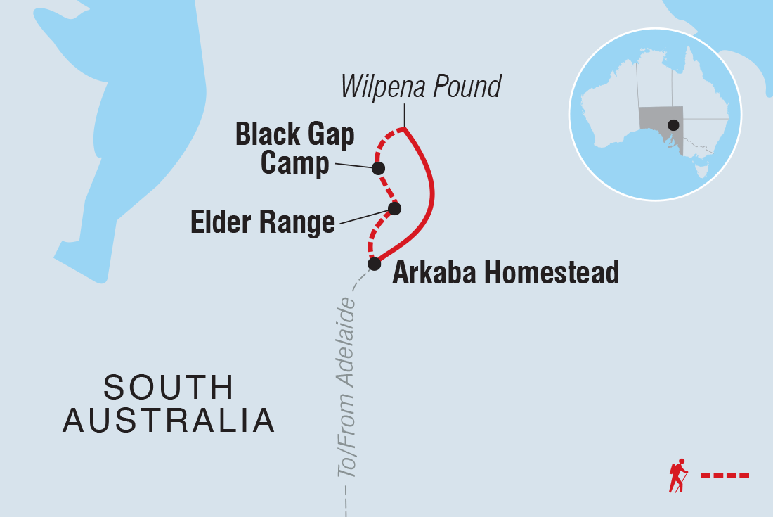 Map of Flinders Ranges Arkaba Walk From Adelaide including Australia