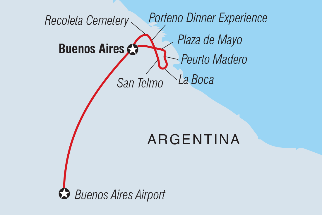 Map of Buenos Aires Independent Short Break including Argentina