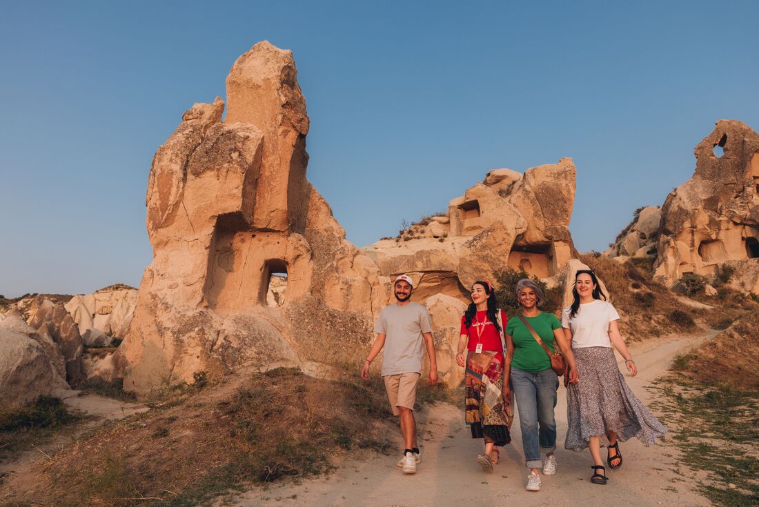 Touring Kaymakli city, carved into the stones of Cappadocia's volcanic tuff fairy chimneys and valleys