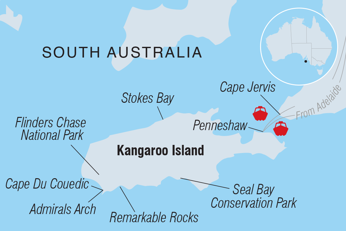 Map of Kangaroo Island Independent Short Break including Australia