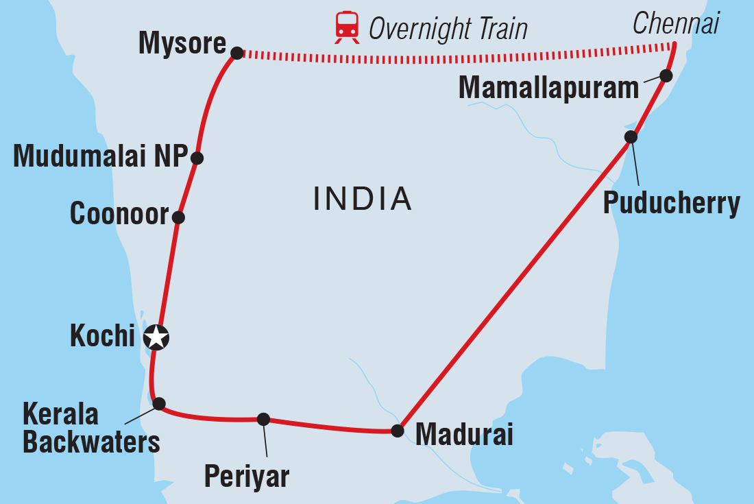 Map of Southern India including India