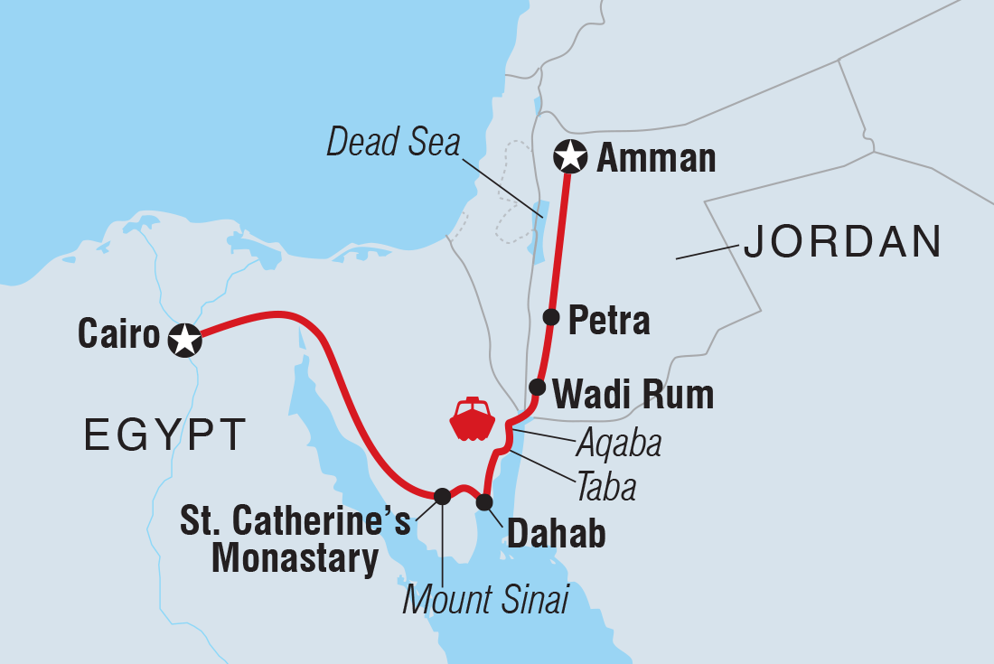 Map of Jordan & Egypt Express including Egypt and Jordan