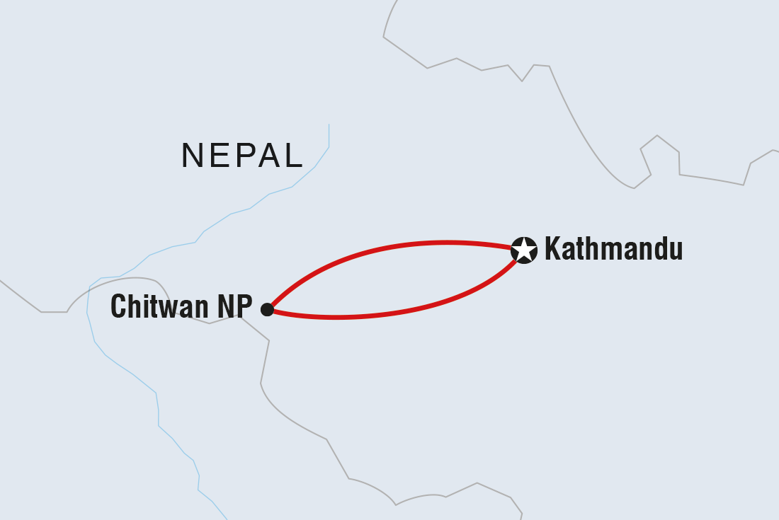 Map of Nepal Short Break: Chitwan National Park including Nepal