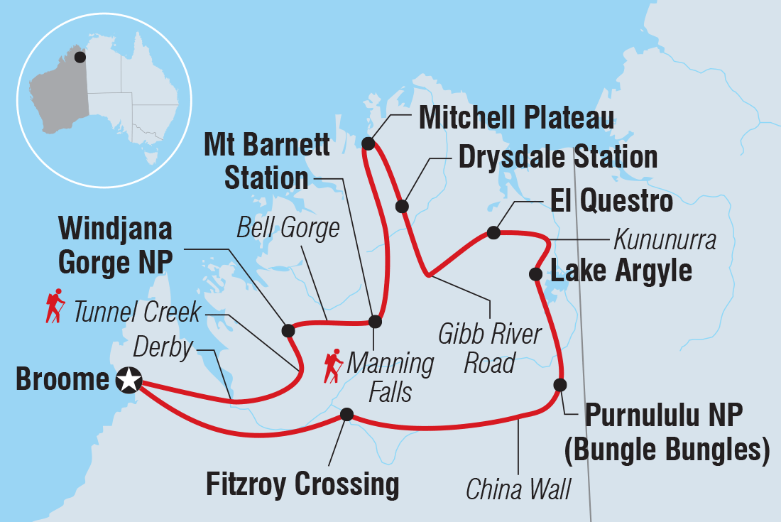 Map of Kimberley Trail including Australia