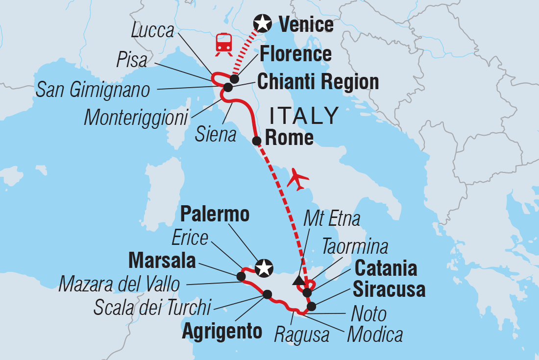 Map of Premium Sicily And Tuscany including Italy