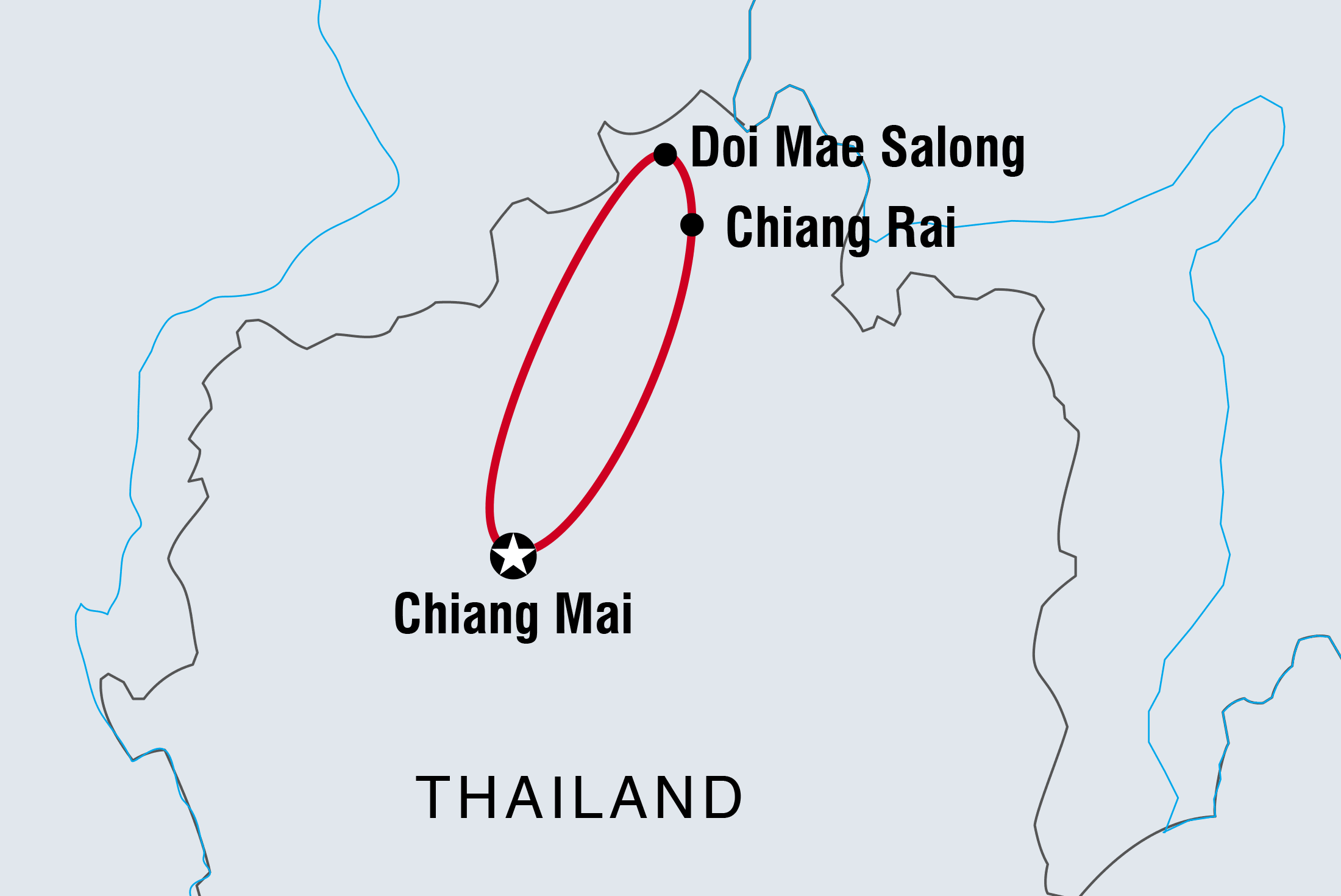 Map of Thailand Independent Short Break: Chiang Mai & Golden Triangle including Thailand